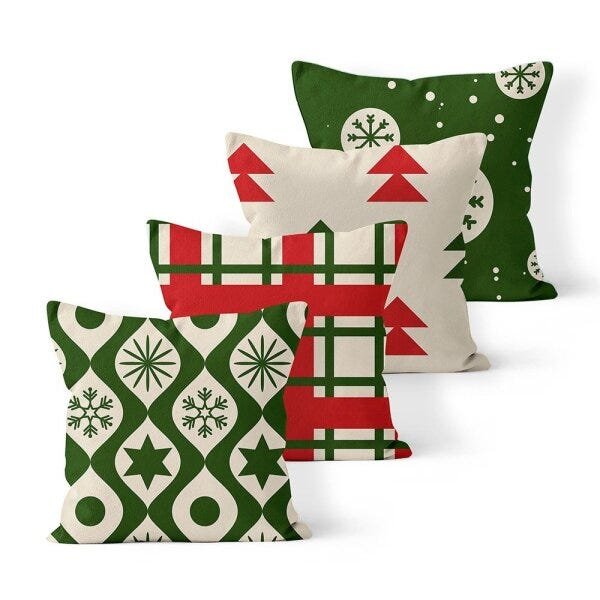 Kit 4 Almofadas Decorativas Own Estampas de Natal - 45x45 cm - 1