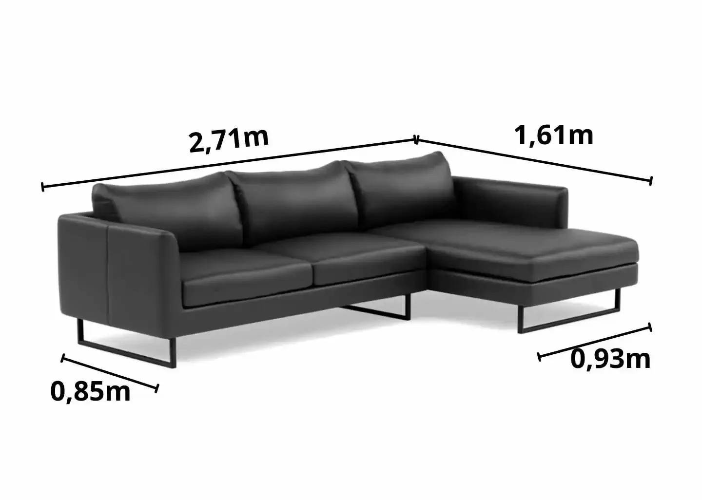 Ver imagem 2 de Sofá 2 Lugares com Chaise Lado Direito - Fab003:Chaise direita