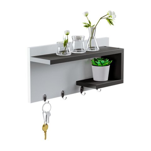 Porta Chaves Nero Organizador Decoração Casa Branco e Preto