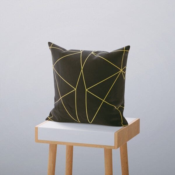 Kit 4 Almofadas Decorativas Own Geométricas Preta Branca Gold - 45x45 cm - 5