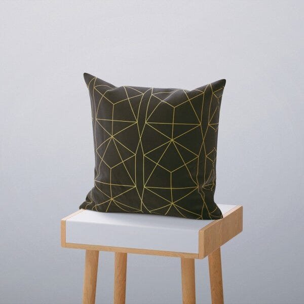 Kit 4 Almofadas Decorativas Own Geométricas Preta Branca Gold - 45x45 cm - 3