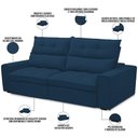 Ver imagem 5 de Sofá Retrátil Reclinável para Sala de Estar Living 210cm Dimas F04 Veludo Azul