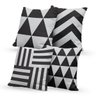 Kit 4 Almofadas Decorativas Own Preto e Branco Geométrico - 45x45 cm - 1