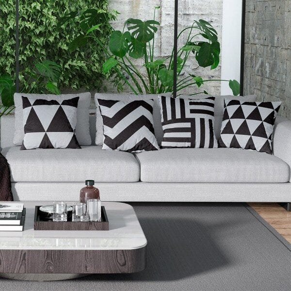 Kit 4 Almofadas Decorativas Own Preto e Branco Geométrico - 45x45 cm - 2