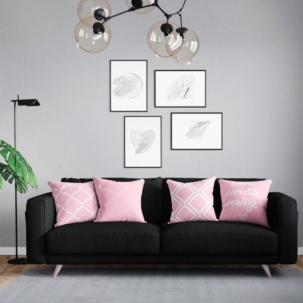 Kit 4 Almofadas Decorativas Own Rosa Sonhe Acredite Realize - 45x45 cm - 2