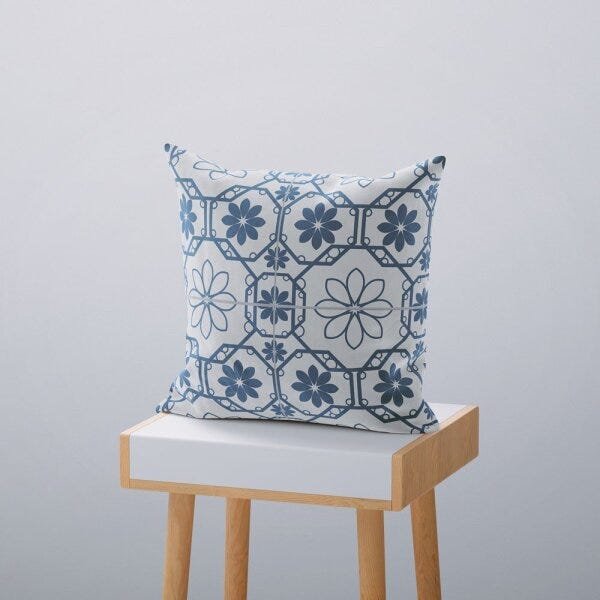 Kit 4 Almofadas Decorativas Own Mosaicos e Lisas Azul e Branco - 45x45 cm - 3