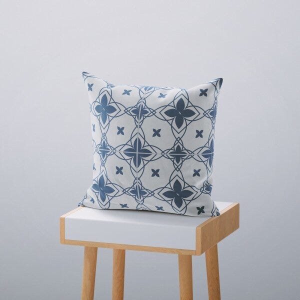 Kit 4 Almofadas Decorativas Own Mosaicos e Lisas Azul e Branco - 45x45 cm - 5