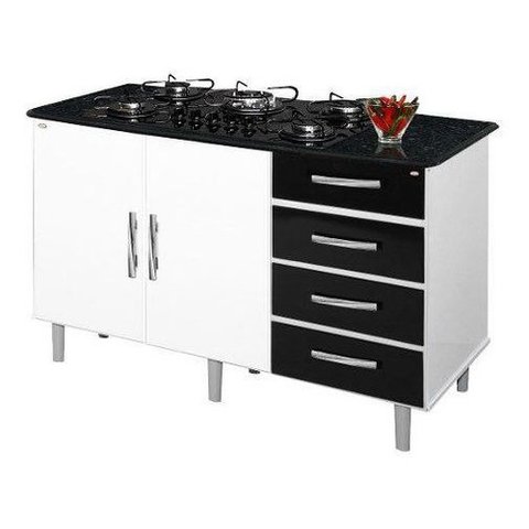 Balcão Canadá 4 gavetas gabinete para cooktop de 5 bocas PASSE BEM