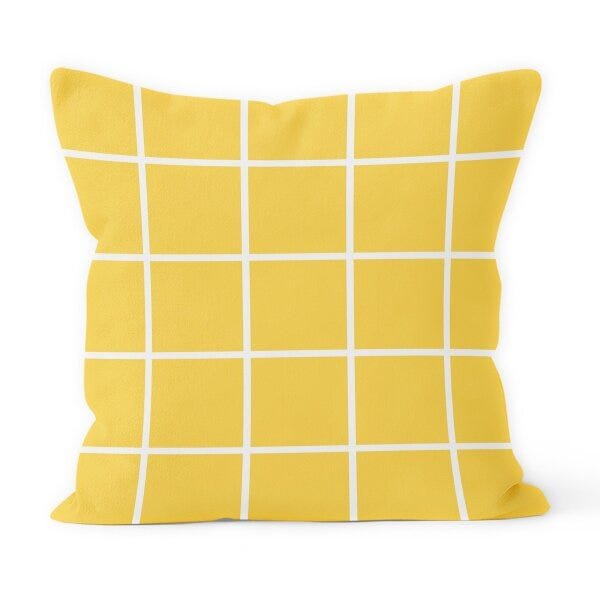 Almofada Decorativa Own Estampa Grid Amarela - 45x45 cm - 1