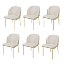Ver imagem 1 de Conjunto 6 Cadeiras de Jantar Aurora no Linho Bege e Metal Dourado