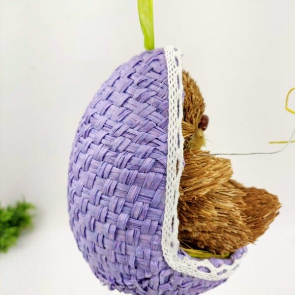 Ovo Coelho Páscoa Roxo Para Pendurar 15x10x12cm Decoração - 6