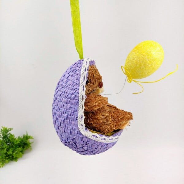 Ovo Coelho Páscoa Roxo Para Pendurar 15x10x12cm Decoração - 5