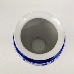 Vaso Decorativo Azul e Branco 30x18cm Porcelana Floral - 6