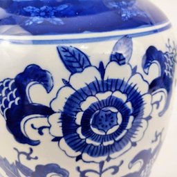 Vaso Decorativo Azul e Branco 30x18cm Porcelana Floral - 5