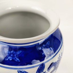 Vaso Decorativo Azul e Branco 30x18cm Porcelana Floral - 4