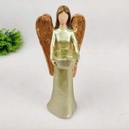 Anjo Castical Bronze Dourado Decoração Estatua 28x12x10cm - 5