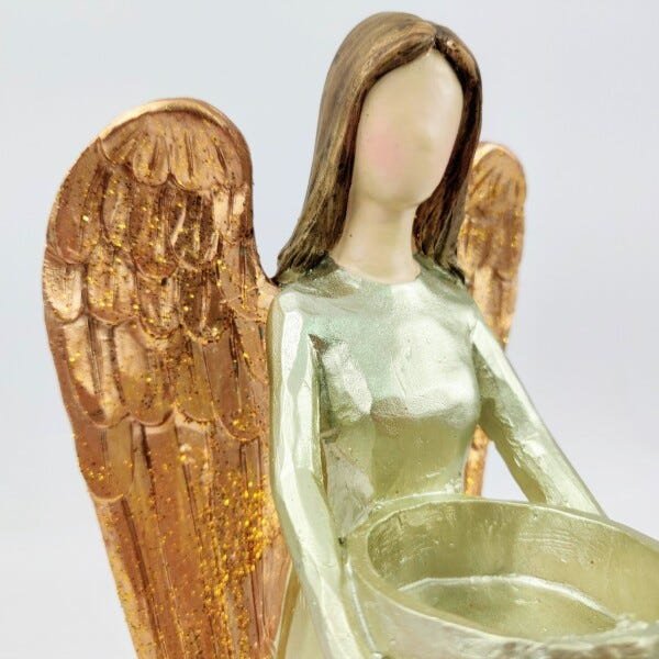 Anjo Castical Bronze Dourado Decoração Estatua 28x12x10cm - 4