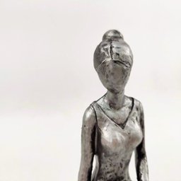 Enfeite Mae e Filho Gato Banco Prata Decoração 21x16x8cm - 5