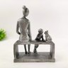 Enfeite Mae e Filho Gato Banco Prata Decoração 21x16x8cm - 3