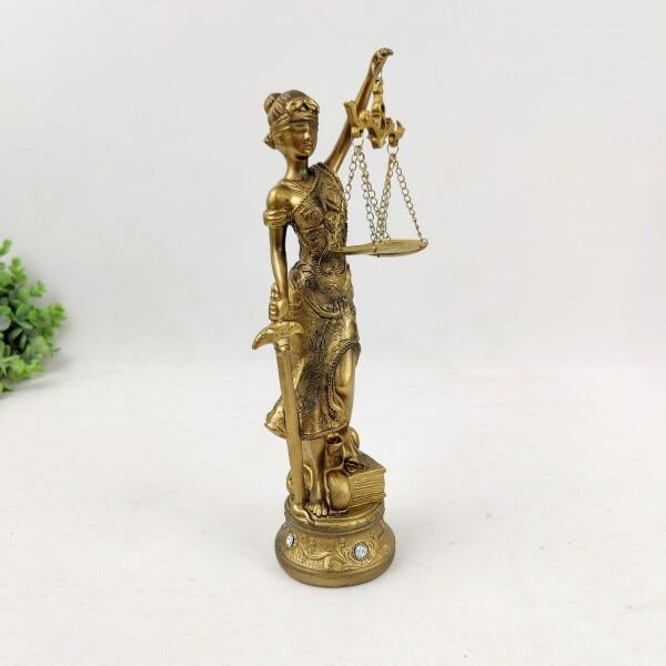 Dama Da Justica Dourada Bronze Enfeite Decorativo 30x12x8cm - 6
