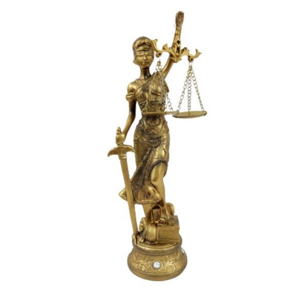 Dama Da Justica Dourada Bronze Enfeite Decorativo 30x12x8cm - 1