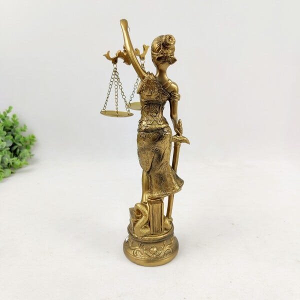Dama Da Justica Dourada Bronze Enfeite Decorativo 30x12x8cm - 3