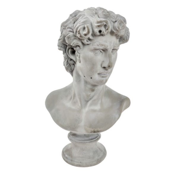 Escultura Grega Busto Cinza Estatua Decorativa 33x21x14cm - 1