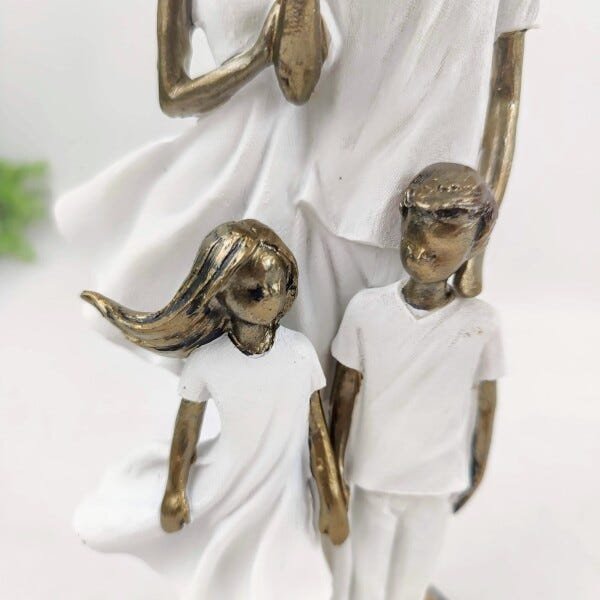 Enfeite Estatua Familia Casal 2 Filhos 31x14x13cm Branco - 5