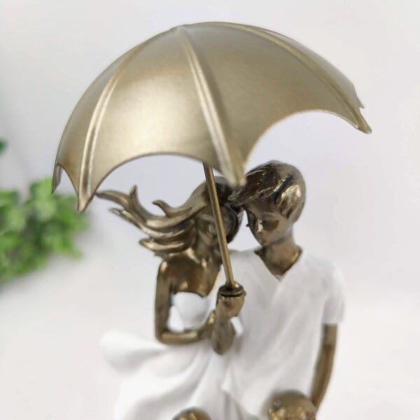 Enfeite Estatua Familia Casal 2 Filhos 31x14x13cm Branco - 4