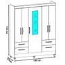 Guarda Roupa Solteiro Armário Roupeiro Cabideiro Quarto 5 Portas Espelho 4 Gavetas Branco Brilho - 3