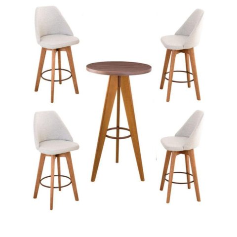 Bistrô Maya Com 4 Banquetas Assento Linho Bege