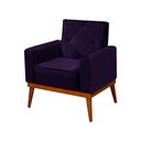 Ver imagem 3 de Kit 6 Poltronas Decorativa Florença Pés em Madeira Maciça Estofado Veludo - Berinjela