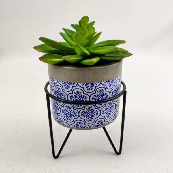Vasinho Suporte Azul Branco Cinza 13x10cm Base Vaso P - 6