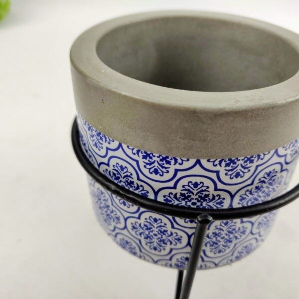 Vasinho Suporte Azul Branco Cinza 13x10cm Base Vaso P - 4