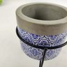 Vasinho Suporte Azul Branco Cinza 13x10cm Base Vaso P - 4