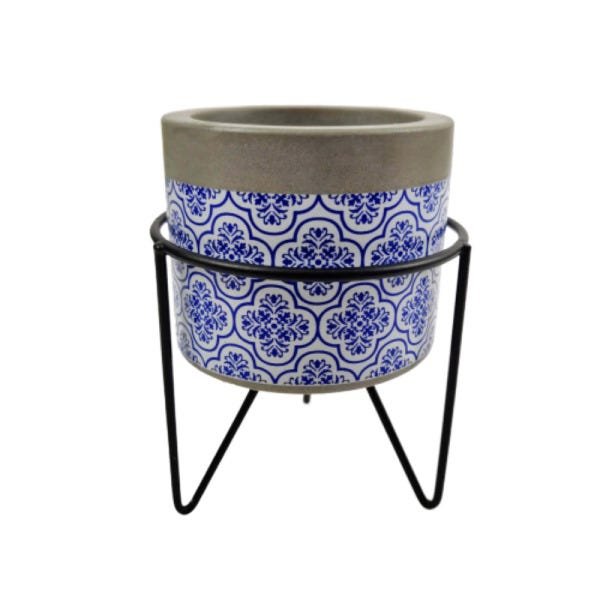 Vasinho Suporte Azul Branco Cinza 13x10cm Base Vaso P - 1