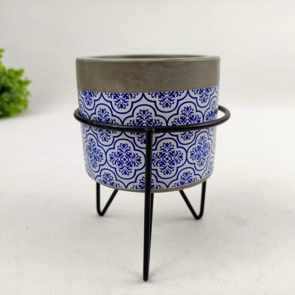 Vasinho Suporte Azul Branco Cinza 13x10cm Base Vaso P - 3