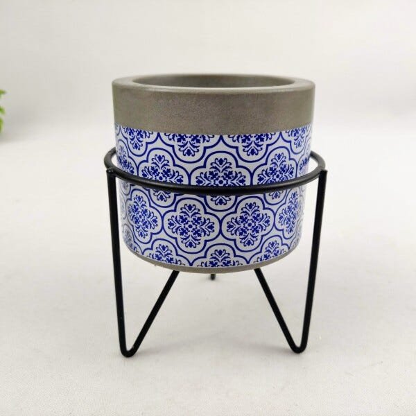 Vasinho Suporte Azul Branco Cinza 13x10cm Base Vaso P - 2