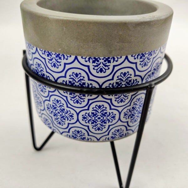 Vasinho Suporte Azul Branco Cinza 13x10cm Base Vaso P - 5