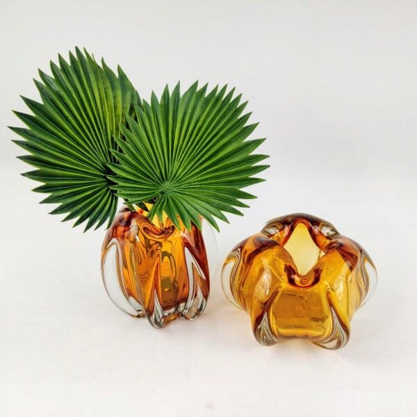 Vaso Decorativo Murano Ambar 13/15cm Decoração Gota 2pc - 7