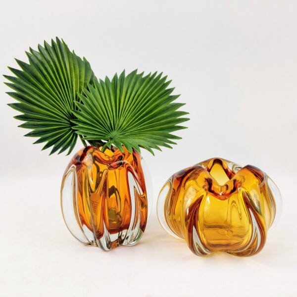 Vaso Decorativo Murano Ambar 13/15cm Decoração Gota 2pc - 6