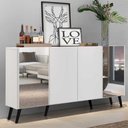 Ver imagem 7 de Aparador Buffet 4 Portas Com Espelho Retrô Vegas Multimóveis V3562 Branco/preto Branco/preto