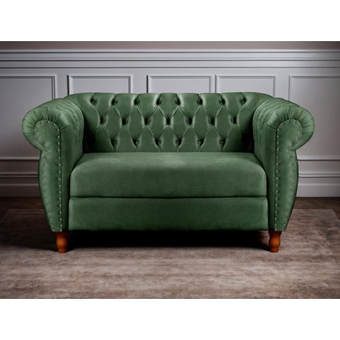 Sofá Chesterfield Nobreza 2 Lugares Veludo Verde
