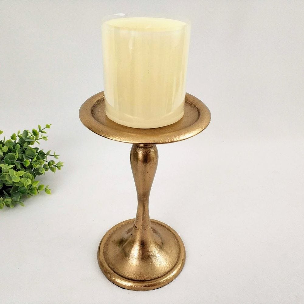 Castiçal Alumínio Dourado Candelabro 20cm Decoração P - 4