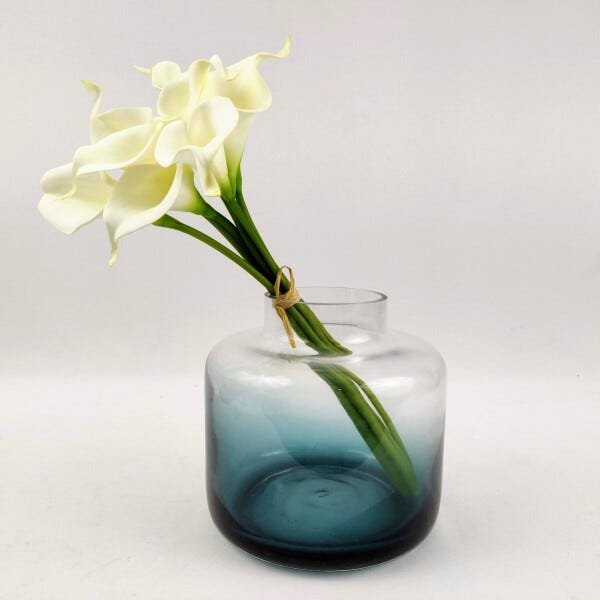 Vaso Decorativo de Vidro Degrade Azul 18x18cm Decoração - 6