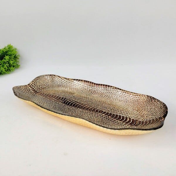 Centro De mesa Decorativo Selva Croco Vidro Marrom 45x20x4cm - 3