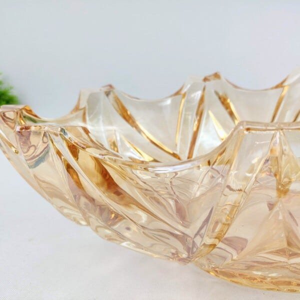 Centro De Mesa Decorativo Oval Vaso Vidro Ambar 10x37x18cm - 3