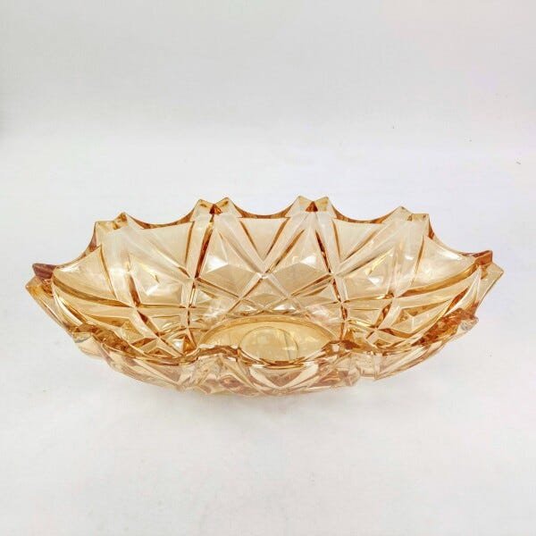 Centro De Mesa Decorativo Oval Vaso Vidro Ambar 10x37x18cm - 4