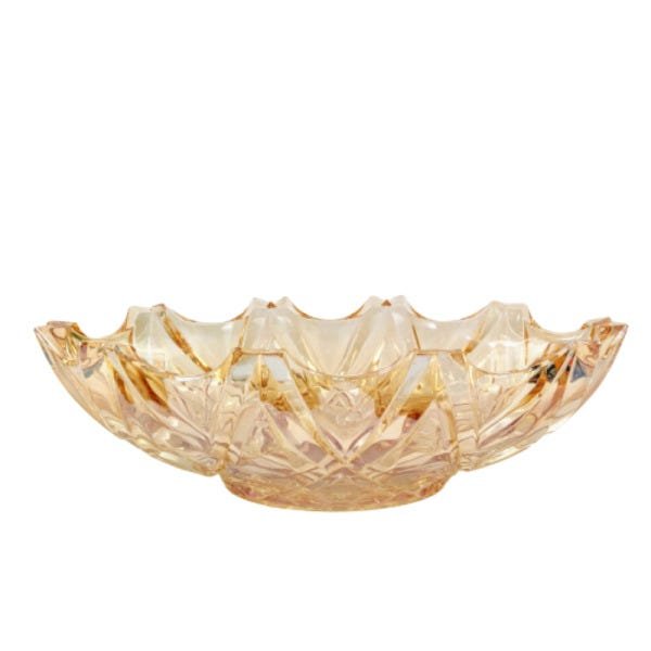 Centro De Mesa Decorativo Oval Vaso Vidro Ambar 10x37x18cm - 1