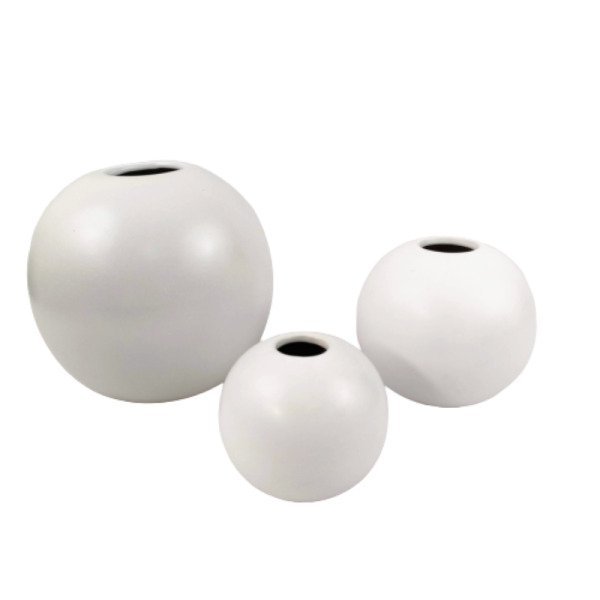 Vaso Bolinha Branco Decorativo 10/14/20cm Vasinho Ceramica 3pc - 1